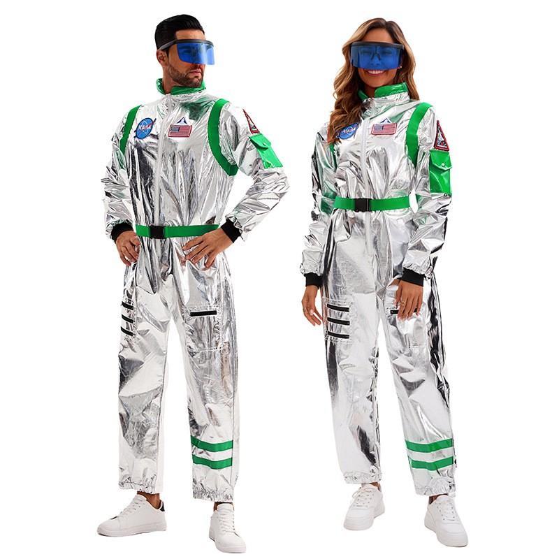 Unisex Astronaut Costume Cosplay Jumpsuit Halloween Party Space Theme Role Play Outfit