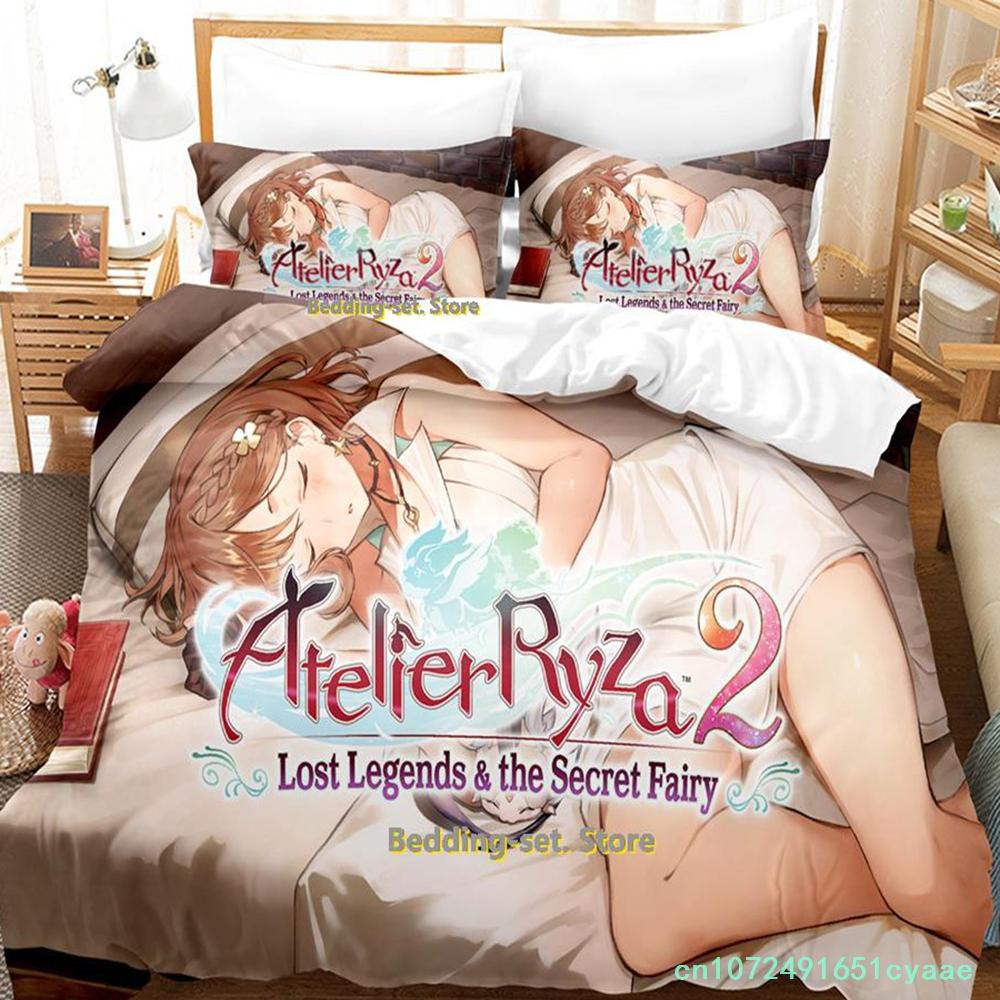Kawaii Atelier Ryza Bettwäscheset Einzelbett Twin Full Queen King Size Bettset Erwachsene Kind Schlafzimmer Bettbezugsets Mädchen Anime Bett