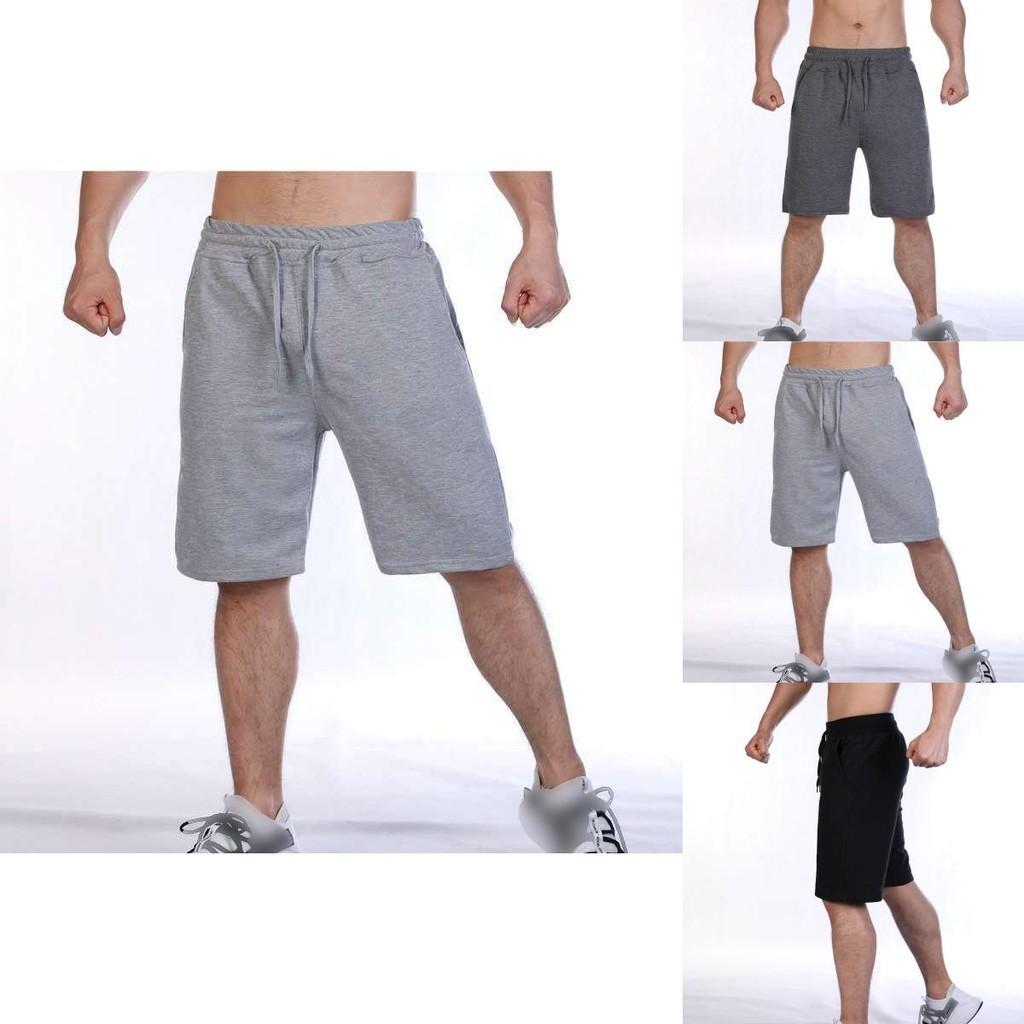 Calções de Ginástica Elásticos Lisos Masculinos Calças de Corrida Esportivas Confortáveis S-3xl Preto