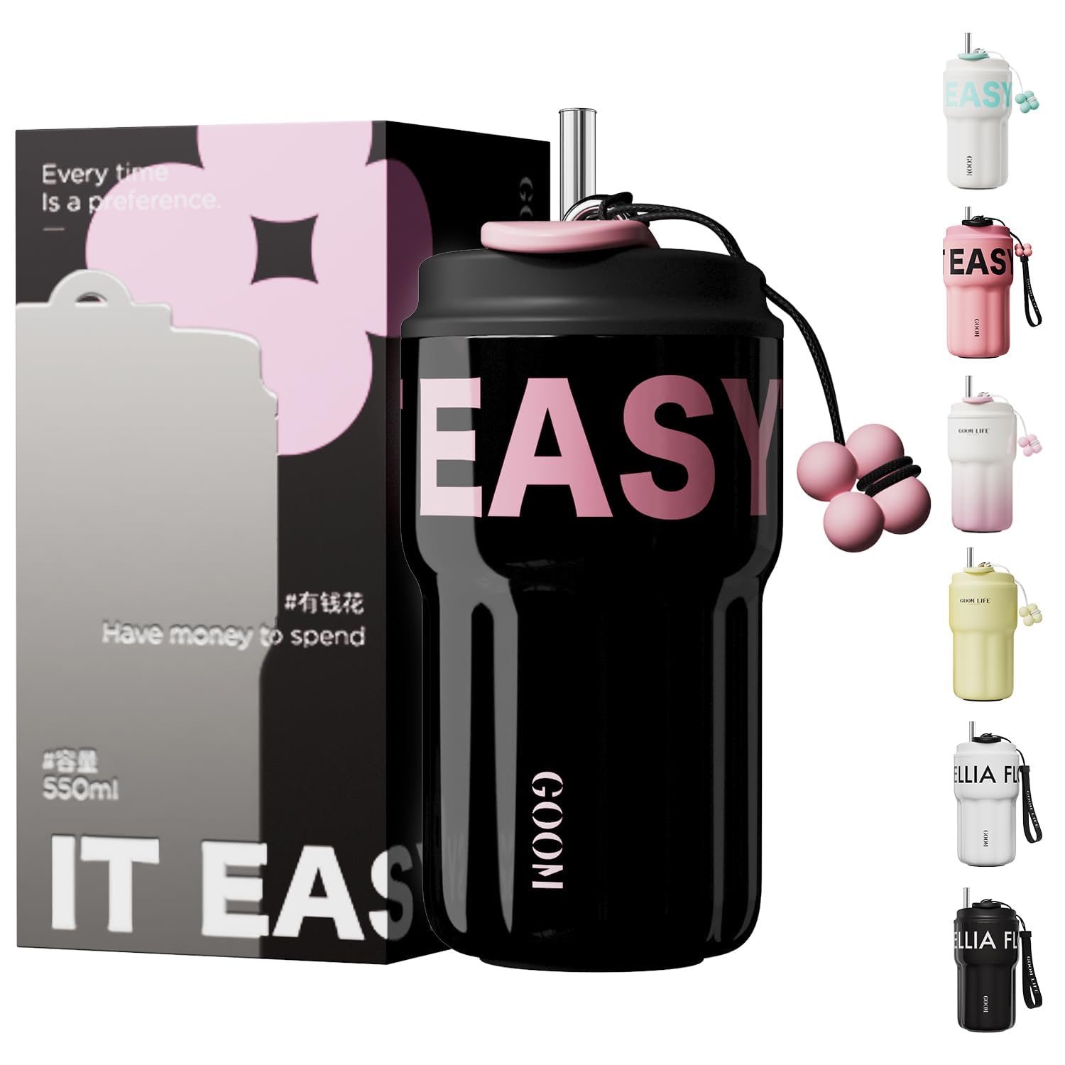 

Кружка для воды GOOM Кофе 316 Нержавеющая сталь Прямая Вакуумная Ремешок Кружка из нержавеющей стали Бизнес Тамблер, Бутылка, Бутылка, Чашка, Сталь, 550 мл, Питье, Изоляция, чёрный