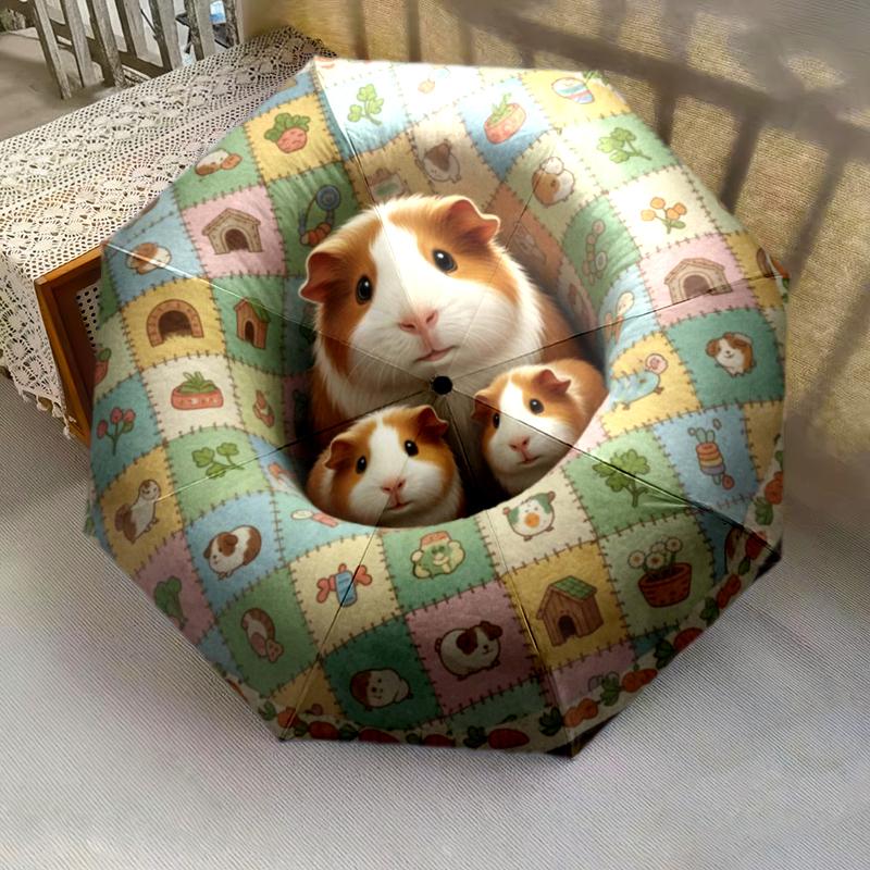 1 ks automatický skládací deštník - kreslený vzor, přenosný a skládací design s 8 žebry, vánoční narozeninové dárky