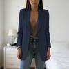 Giacca da Tailleur da Donna con Risvolto Manica Lunga Aperta Davanti con Tasche Monocolore Vestibilità Slim Fit Giacca Basic da Ufficio