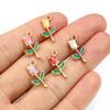 20pcs 18x9mm Enamel Rose Flower Charms Pendant Small DIY Jewelry Making Accessories Findings for Necklace Bracelet Earrings