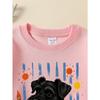 Girls' Long-sleeve Sweatshirt with Round Neck and Printed DesignArtist Dog Print Suitable for Spring and Autumn, Fashionable and Casual