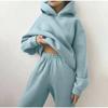 Women S Solid Long Sleeve Hoodie And Pants Two Piece Set Casual Style