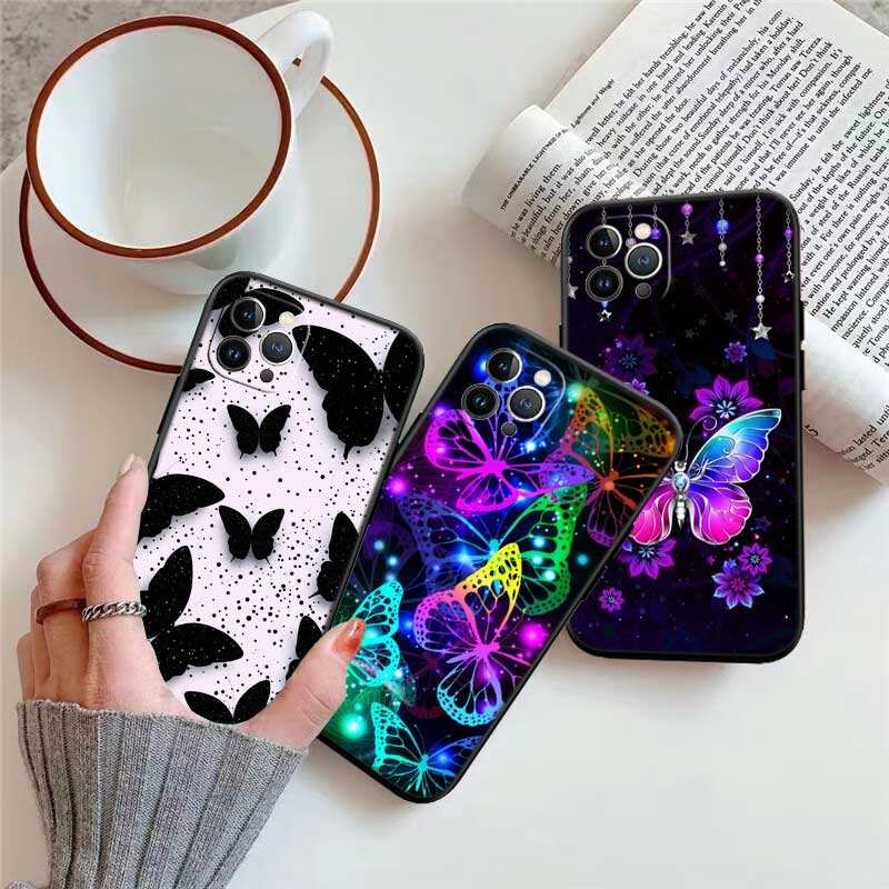UP22 Colorful Butterfly New High-End Shell Phone Case for iPhone 16 15 14 13 12 Pro Max Plus Mini