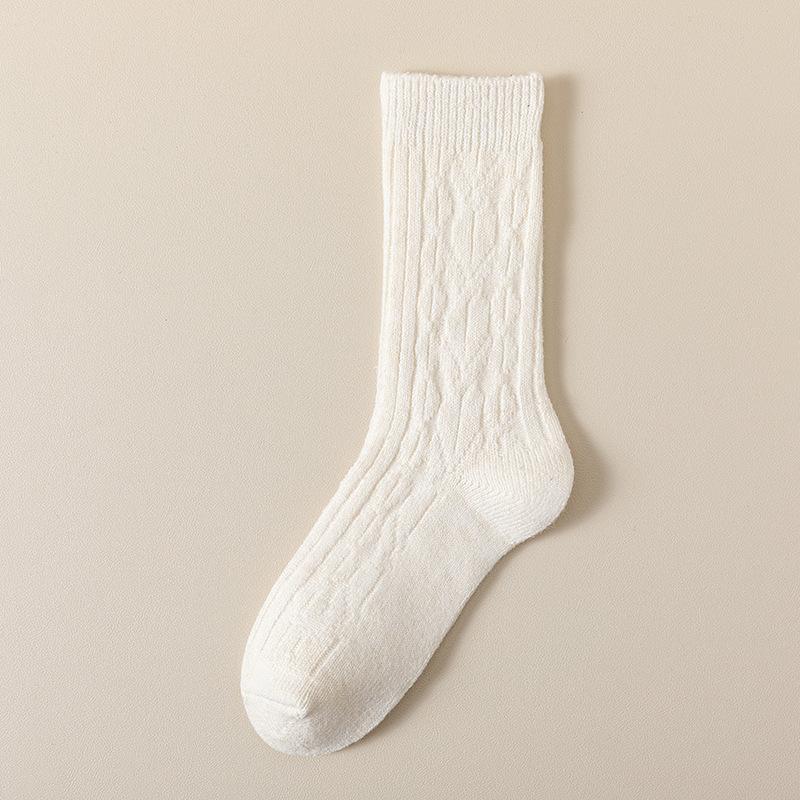 Women Autumn and Winter Thickened Warm Solid Color Wool In The Tube Pile Socks