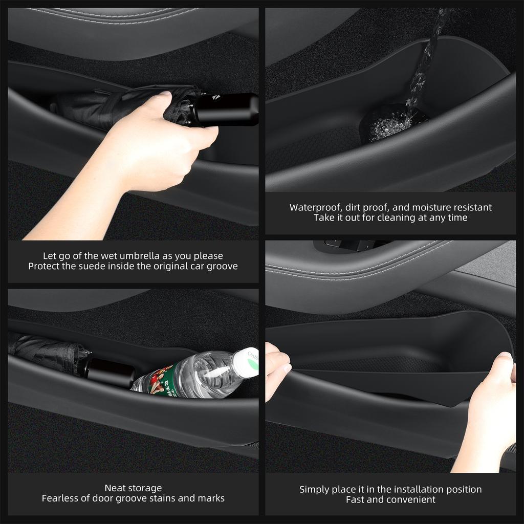 For Tesla Model Y Juniper/Launch 2025 Car Side Door Handle Storage Box Accessories Front Rear Door Anti Dirty Organizer Tray