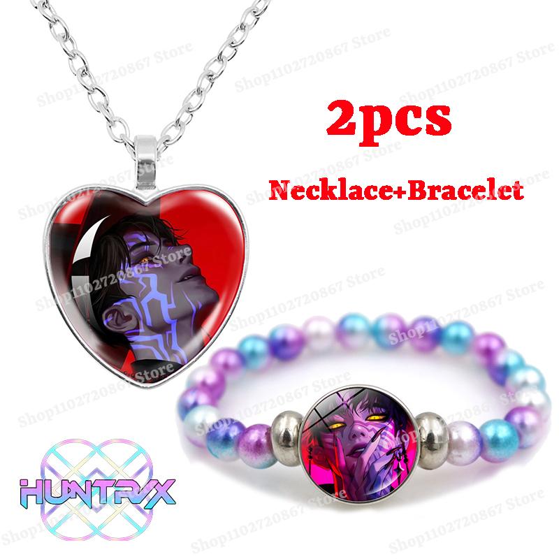 Kpop Demon Hunters Bracelets + Necklace Jewelry Set 2pcs Female Fashion Necklace Chain Pendants Accessories Girl Party Gift Toy
