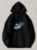 Suitable Black Tuna Fish Graphic Hooded Sweatshirt - Catch of the Day Tuna Print Pullover Hoodie Casual Streetwear Long Sleeve Hoo
