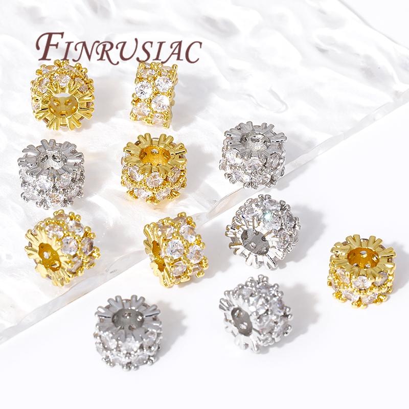 Separators For Beads 18K Gold Plated Zircon Crystal Beads For DIY,Round Spacer Beads Accessories,DIY Bracelets Jewelry Making