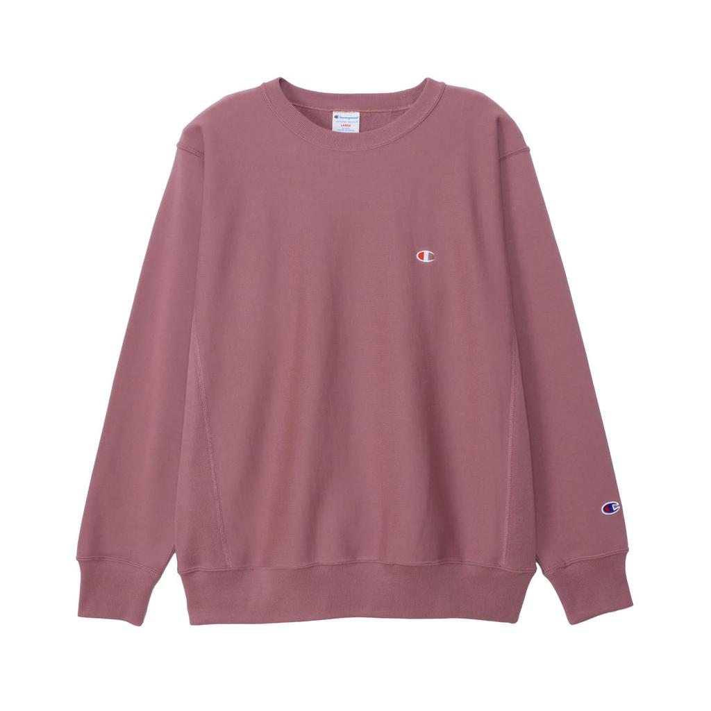 Champion Long Sleeve 10oz Relax with Embroidered Logo and Reverse Crew Light Grayish Purple Men's Sweatshirt, 100% Cotton, Fleece, Fit, Weave® Neck,