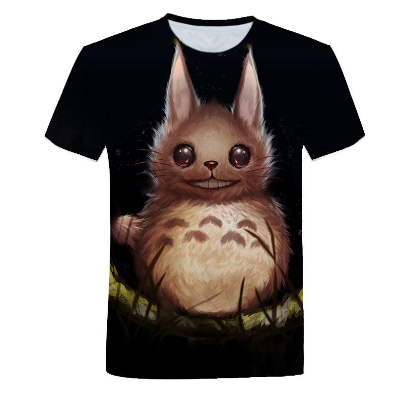 Naujo dizaino „Totoro Print“ marškinėliai vyrams Vasaros laisvalaikio įdomūs anime marškinėliai trumpomis rankovėmis apvalia kaklo drabužiai paaugliams