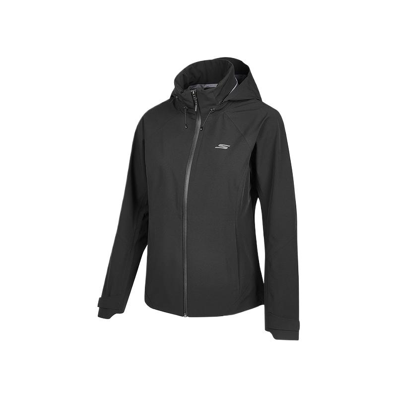 Skechers Simple Brand Logo Comfortable Breathable Hooded Woven Jacket Women Jacket Carbon-Black P424W225-0018 M