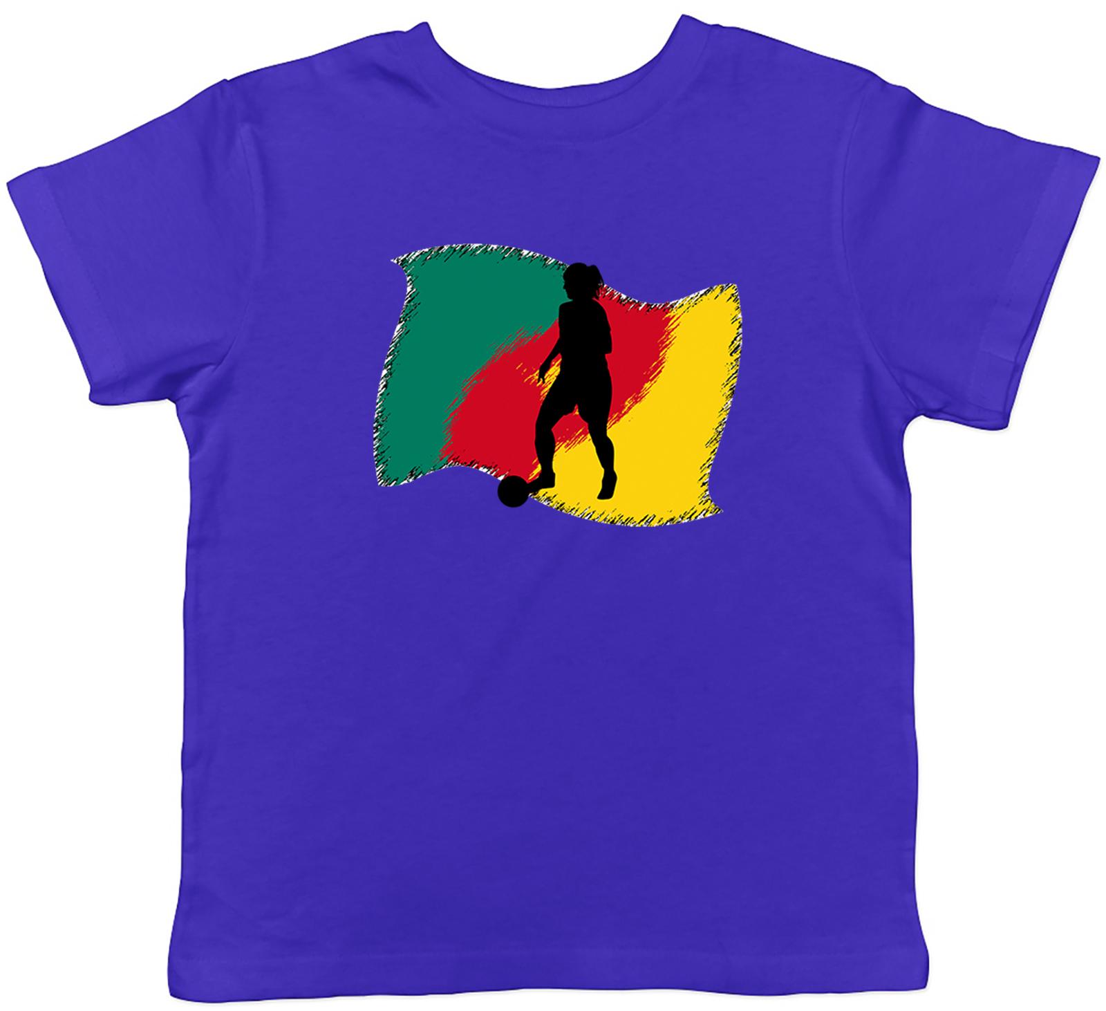 Cameroon Flag WoFootball Childrens Kids T-Shirt Boys Girls 150