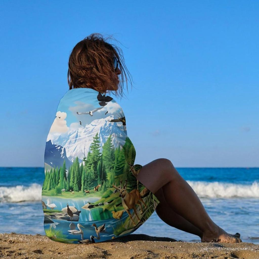 Bears Deer Lions Zebras Beach Towel Sand Free Quick Dry Bath Towel Large for Adult Kids Pool Swim Camping Essentials Accessories