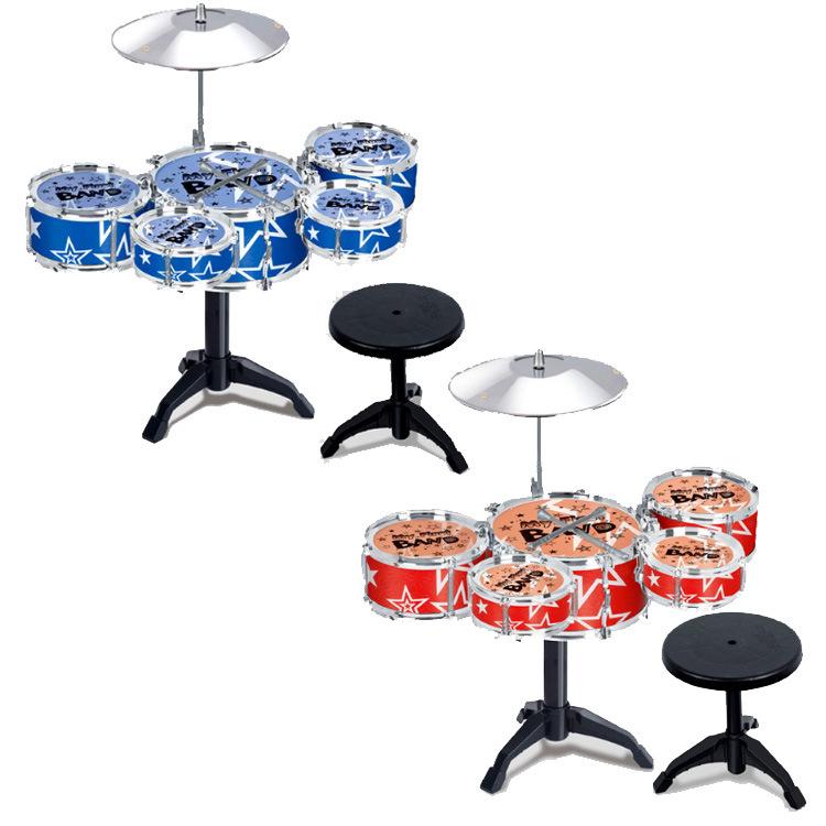 1193 Simulation Large 5 Drum Jazz Drum Stool Baby Children Drum Suit Percussion Toy