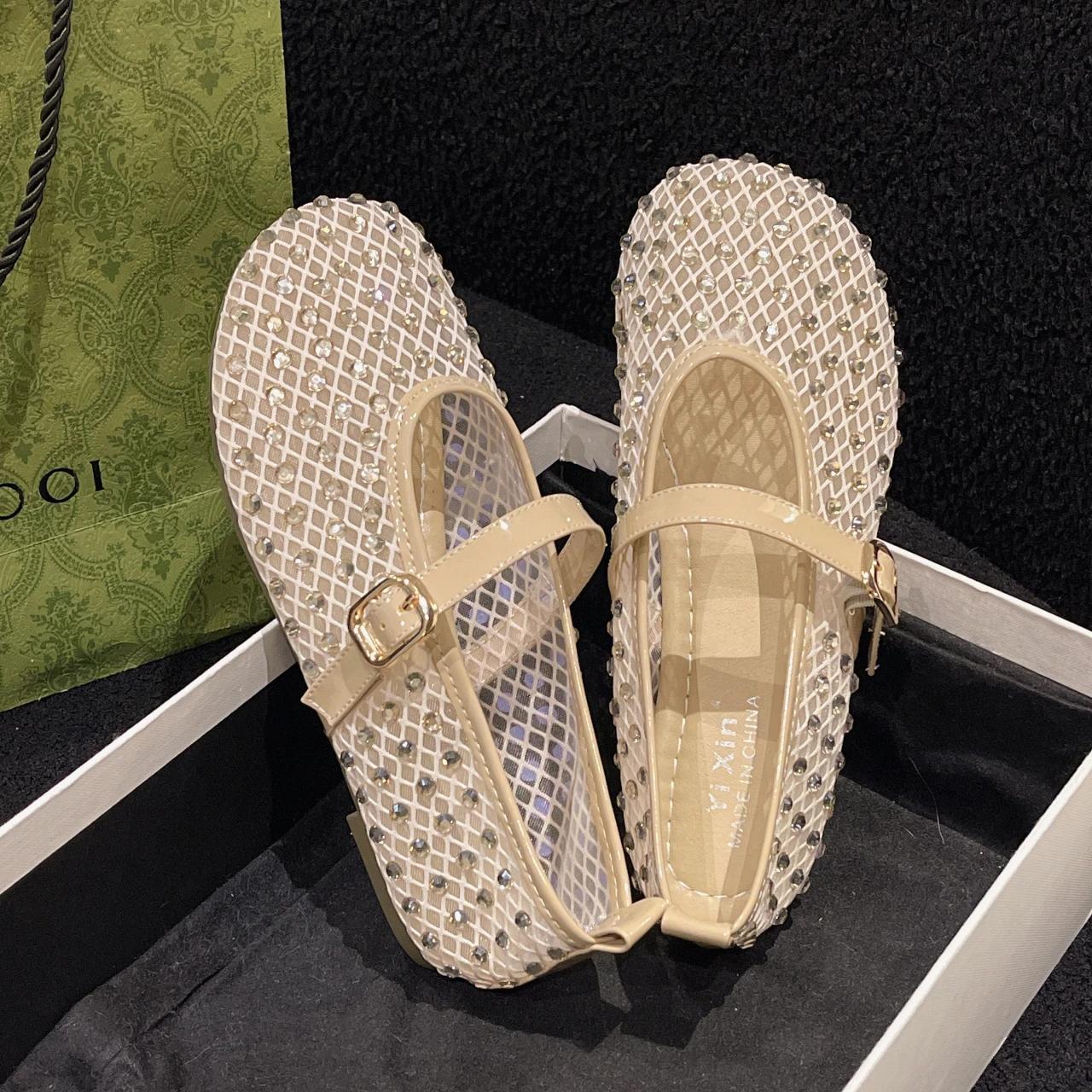 

Сетчатые балетки со стразами, женские, с круглым носком, удобные, дизайнерские брендовые сандалии, женские, блестящие, брендовые, дизайнерские туфли Мэри Джейн 35