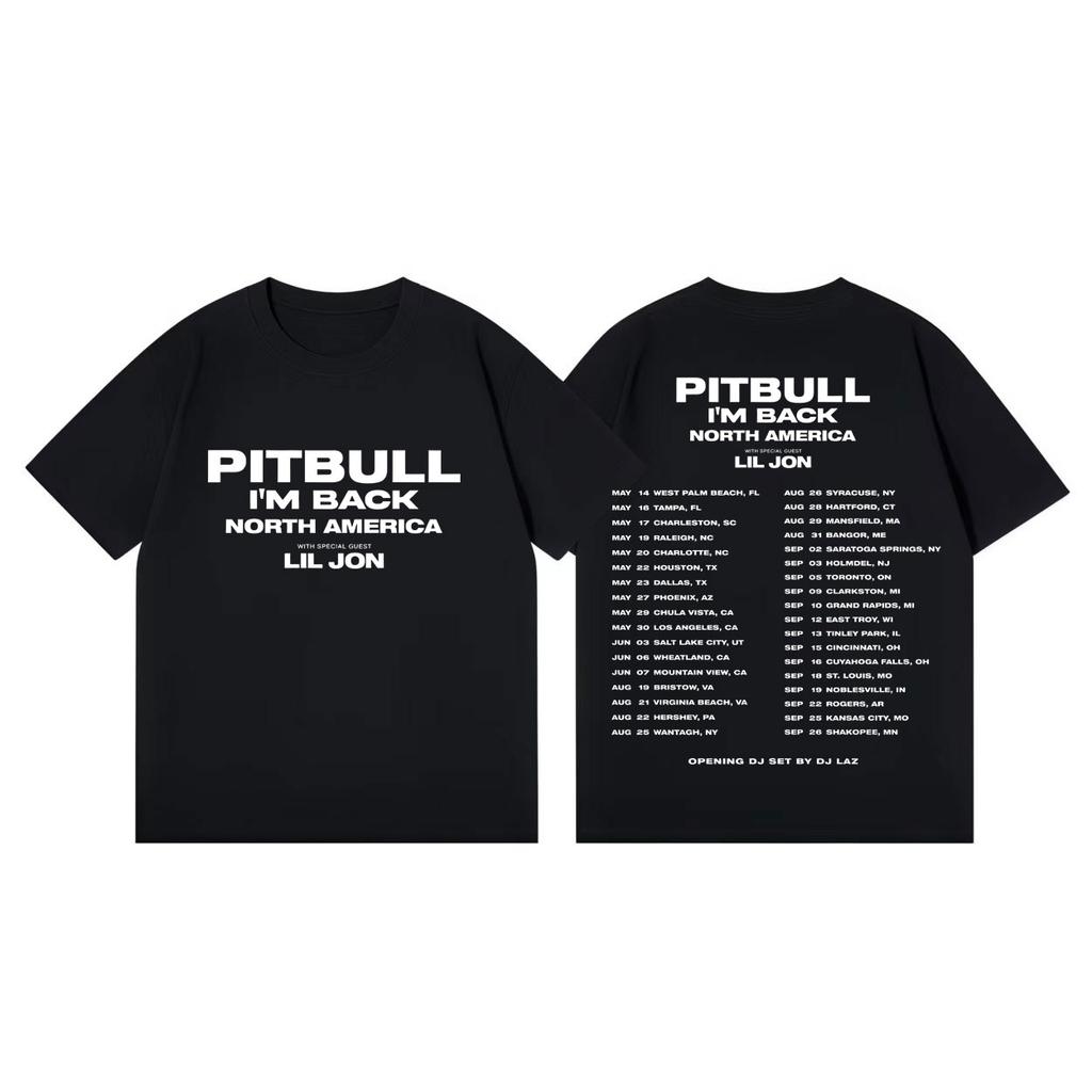 Rapper Pitbull Im Back Tour 2026 T-Shirt Herren Damen Hip Hop Mode Kurzarm T-Shirts Sommer Freizeit Locker Baumwoll T-Shirts