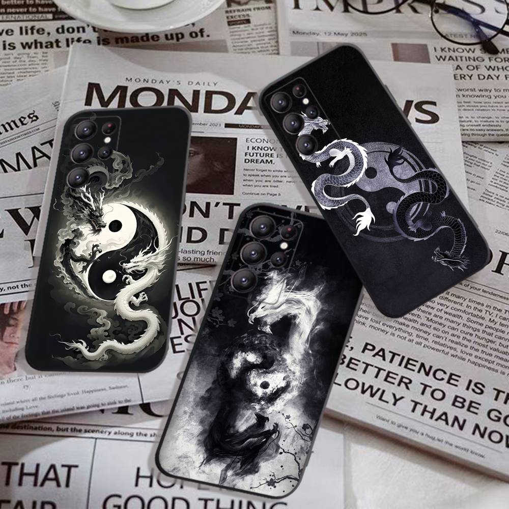 Japanese Art Dragon Yin Yang Phone Case For Samsung S 24 fe 25 Ultra plus 20 lite 21 30 22 23 24 22 Ultra 5G Fundas