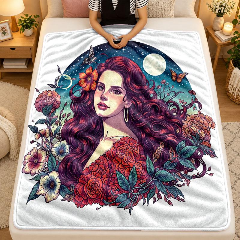 Flannel BlanketLana Del Rey Warm Soft Throw Blanket for Indoor Sofa Bed Living Room Use