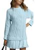 2025 Autumn/Winter Women's Wool Knit Sweater & Mini Skirt Patchwork Set