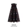 Spring 2025 Women's European & American Style French Bandeau Organza Print Long Dress
