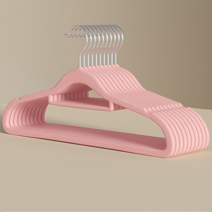 

10PCS Flocking Clothes Rack Thickened non-slip and non-marking hangers Storage Rack Household Wet and Dry Drying Racks