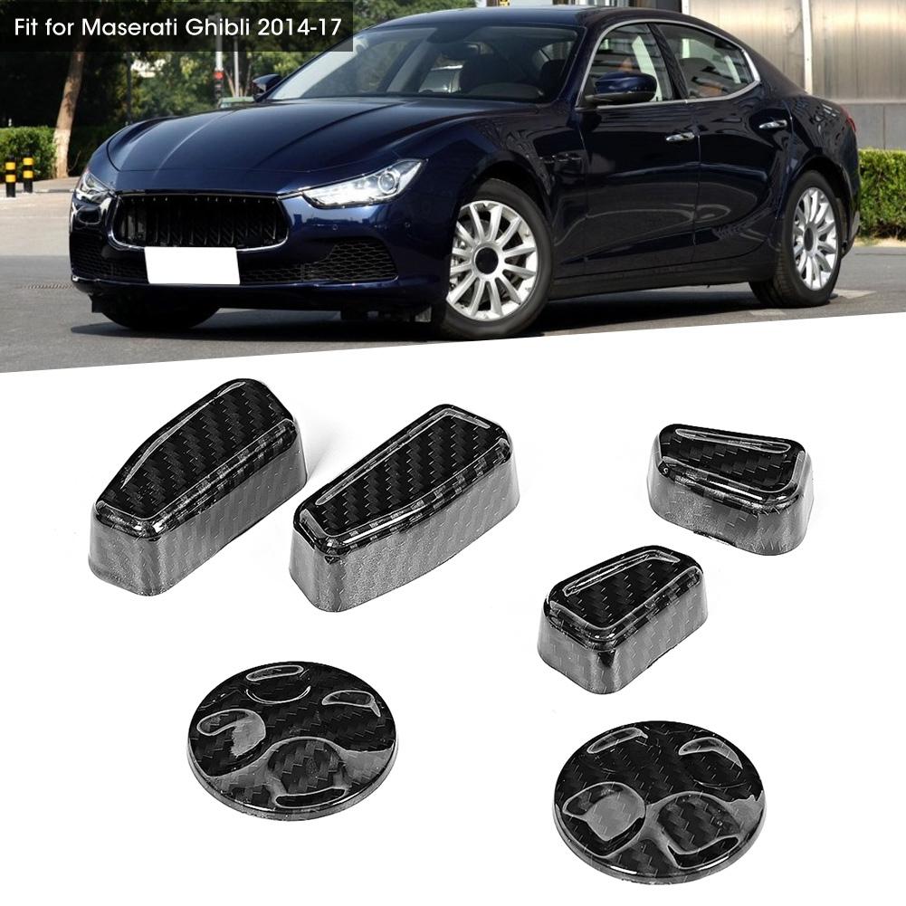 6StückSet Kohlefaser Muster Autositz Seitenverstellung Griff Knopf Abdeckung Zierleiste Passform für Maserati