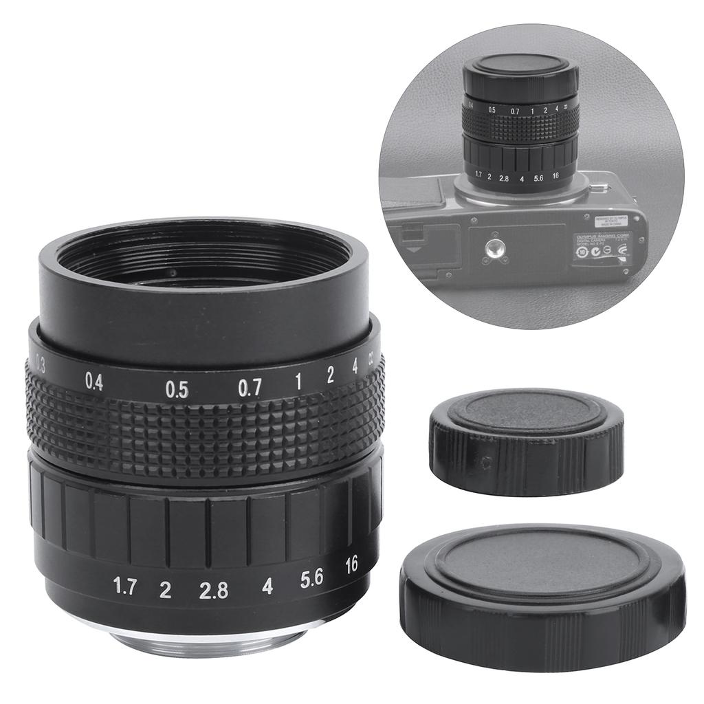 35mm F1.7 C Mount Television TV Film Fixed Focus Mirrorless Camera Lens Accessory
