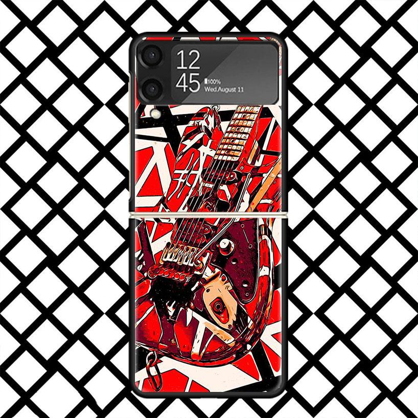Eddie Van Halen Graphic Guitar Phone Case For Samsung Z Flip 7 6 5 4 3 Galaxy ZFLIP7 ZFlip6 5G Flip5 Flip4 Flip3 5g Black Hard C
