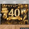 2D-Ebene 40. Geburtstag Party Banner Hintergrund - Schwarz-Gold-Thema 40. Geburtstag, mit strassbesetzter Zahl 40 und yzb