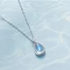 Women Fashion Water Drop Moonstone Pendant Short Clavicle Necklace