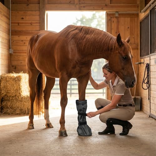 Horse Soaked Boots With External Activity Pads And Two Elastic Bands