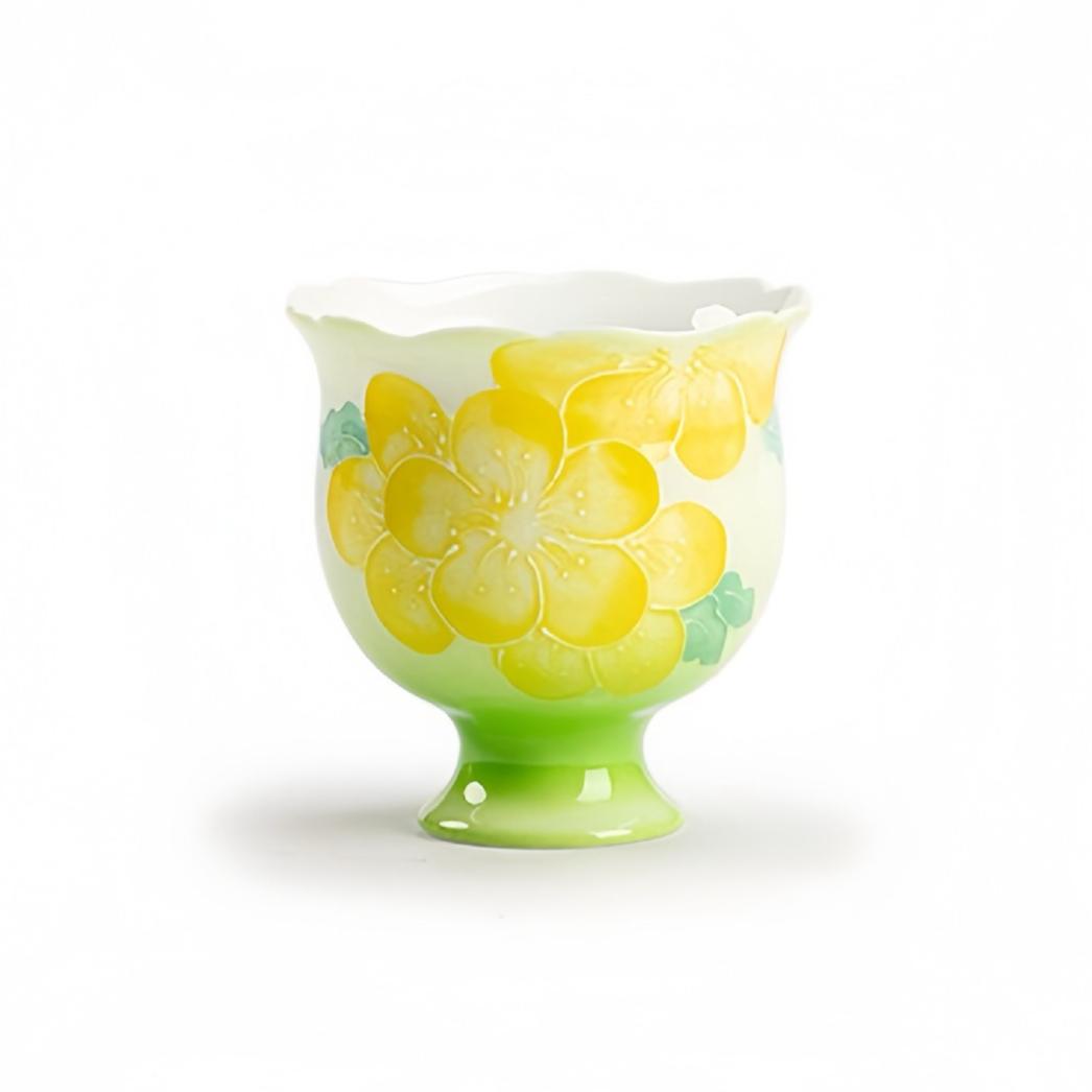 

Hand painted jasmine handmade flower mouth master cup ceramic tea cup Chinese tea cup porcelain personal special cup petal cup 200ml