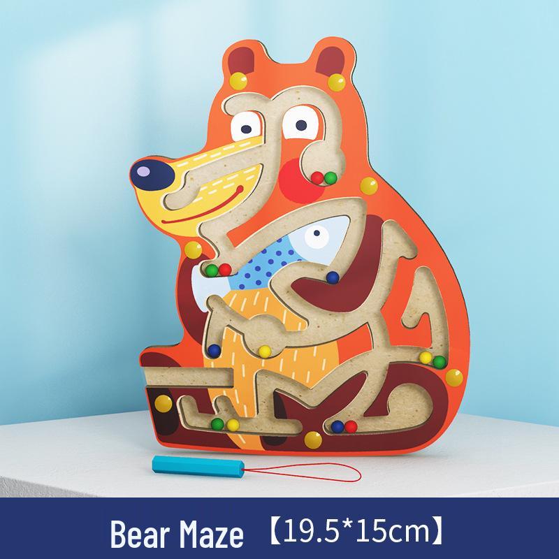 Wooden Magnetic Bead Maze Pen for Children's Education