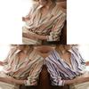 Womens Striped Long Sleeve Shirt With Spliced Fabric For Elegant Office Wear