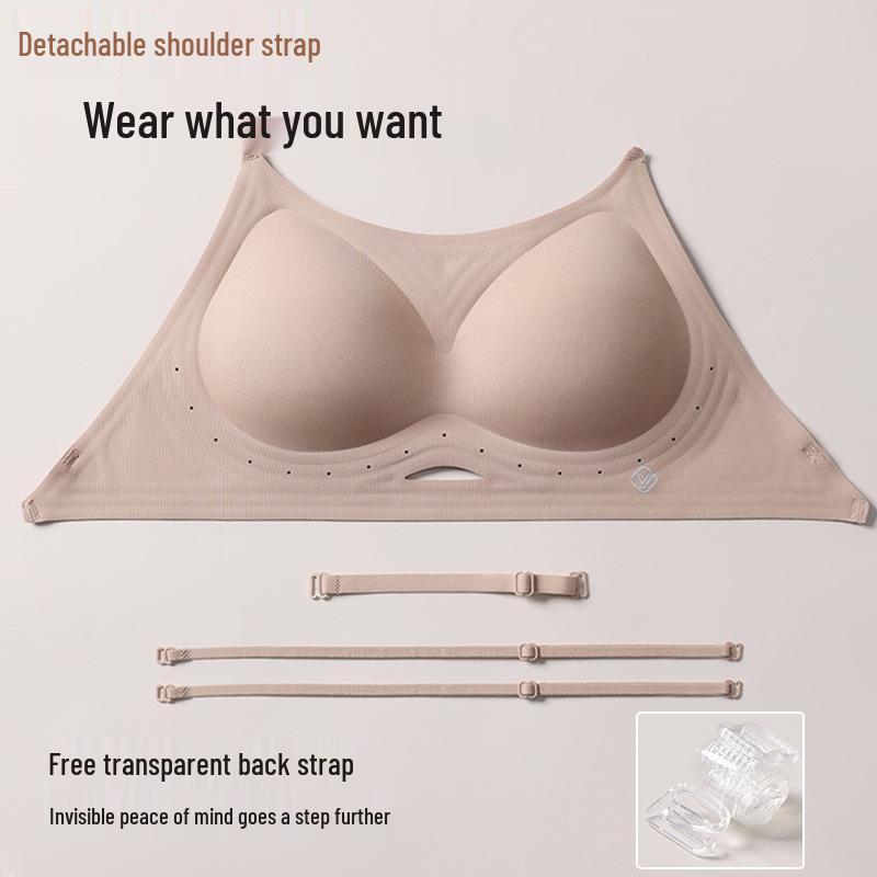 Dámská bezešvá podprsenka Push-Up bez kostic s odnímatelnými ramínky a krásným designem s otevřenými zády