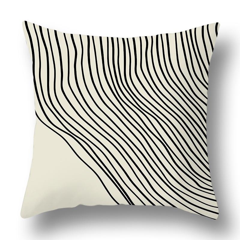 Nordic Abstract Green Geometric Pillowcase Flower Print Home Petal Velvet Pillow Cushion Cover