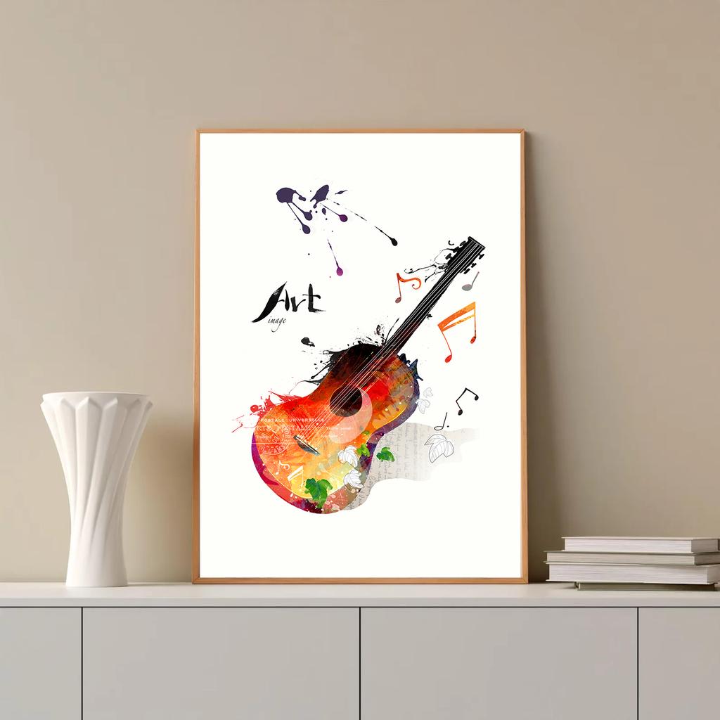 Abstract Graffiti Music Guitar Canvas Printing Pop Art Wall Poster for Music Room Decor