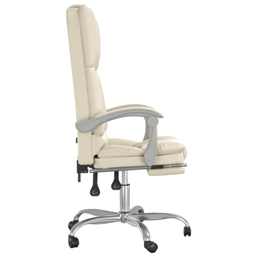 Office Chair with Massage Function Cream Faux Leather