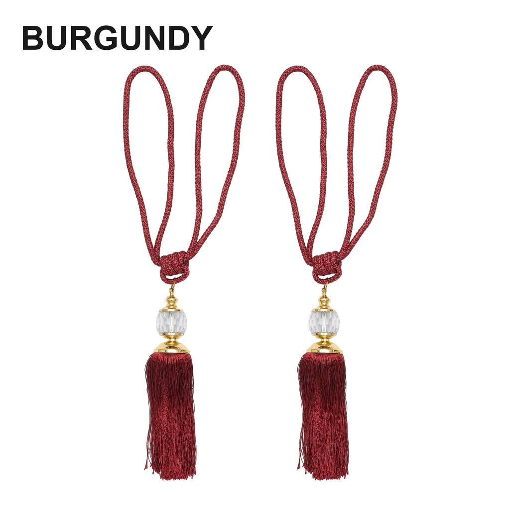 A Pair Of Luxury Curtain Holdbacks With Tassel Tiebacks And Beaded Ball