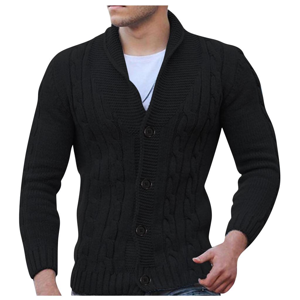 Men's Cardigan Casual Shawl Long Sleeve Button Knitting Sweater
