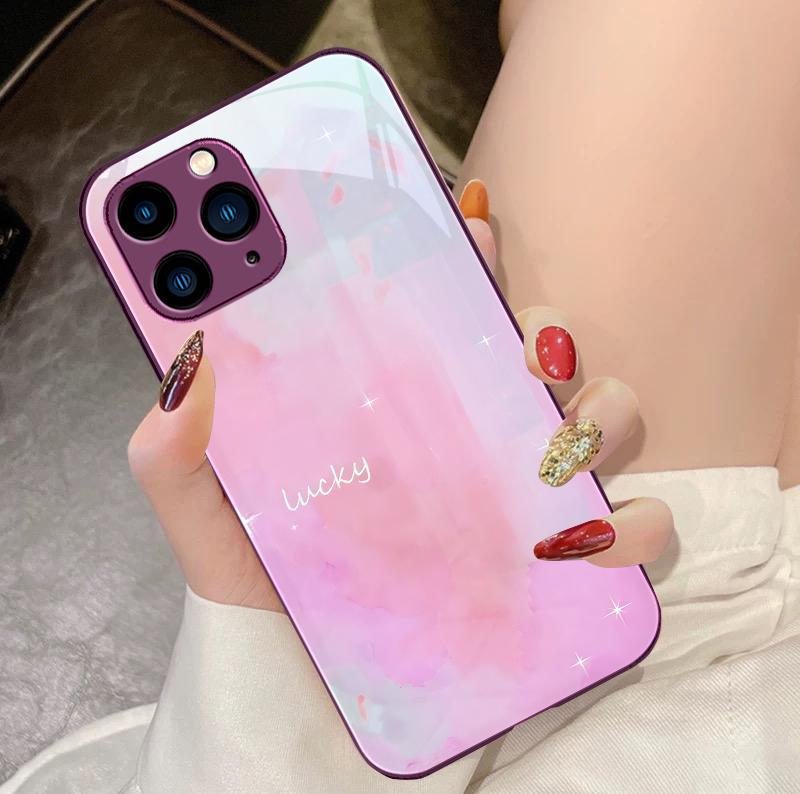 Aquarell-Mischung Für iPhone 16 Pro Max 15 Pro 14 13 12 Mini 11 XS Max XR 7 8 Plus SE 2022 Gehärtetes Glas Handyhülle