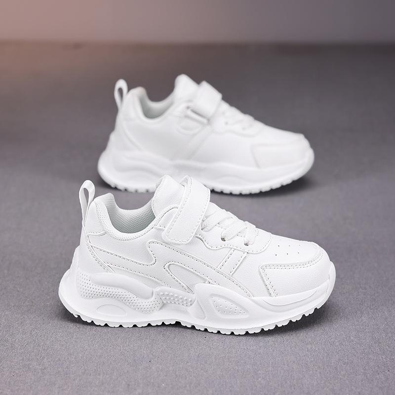 Little White Shoes Children's Sports Shoes 2025 Spring and Autumn New Campus Running Shoes Leather Surface Non-slip Soft Sole Casual Shoes Tide