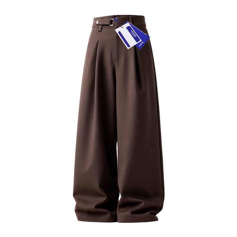 Wassup Trendy American Retro Wide-Leg Dress Pants for Men, Loose Casual Old Money Style Design Casual Long Pants