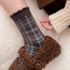 Autumn and Winter Striped Heart-shaped Coffee-colored Wool Socks, Polka Dot Mid-calf, Retro and Versatile, Pile Socks for Women