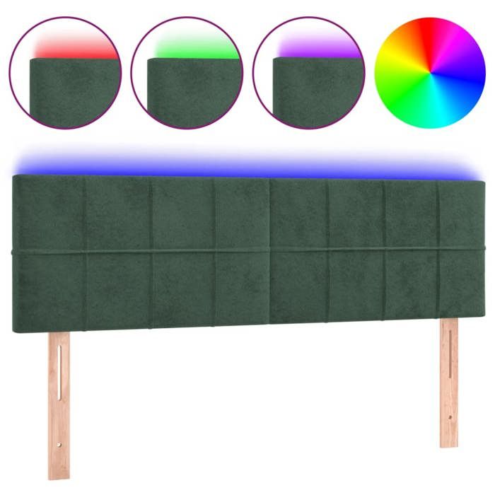 VidaXL LED Headboard Bedroom Furniture Double Bed Accessory Head of Bed Frame Interior Dark Green 3121663