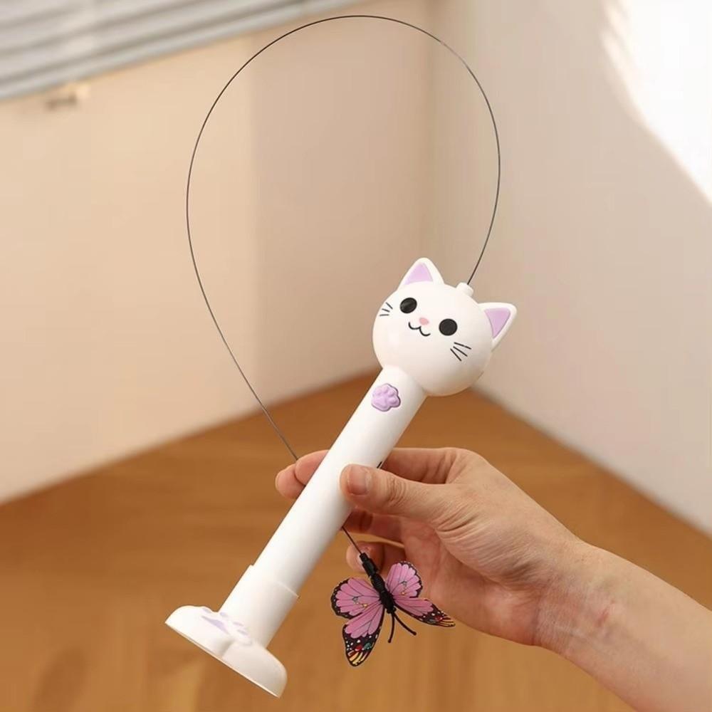 Freihändige Saugnapf-Katzen-Teasing-Stange Drehendes Elektrisches Schmetterlings-Katzen-Spielzeug Kätzchen-Spiel