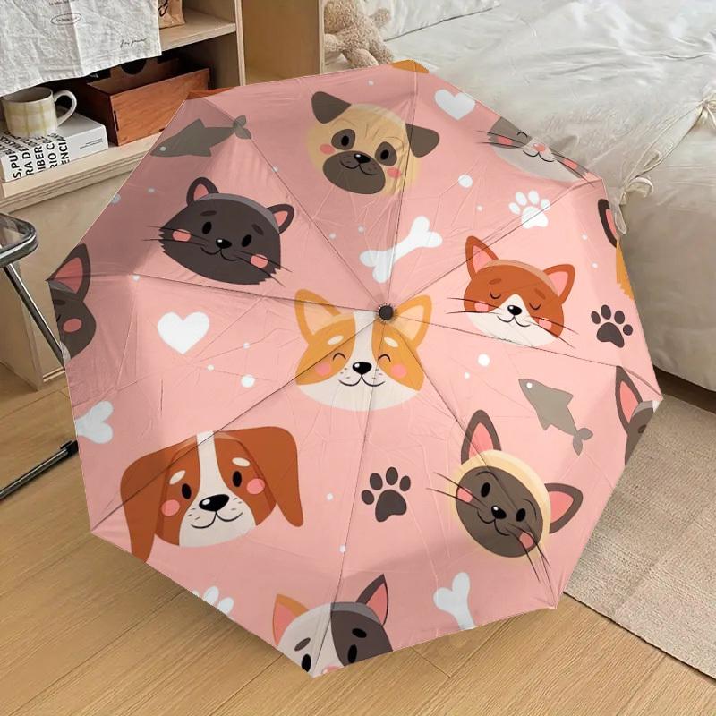 1pc Cute Animals Pattern Umbrella with Plastic Handle,Suitable for All Seasons Home Travel Outdoor UmbrellaDD1379